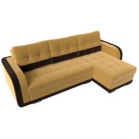 Угловой диван Марсель (микровельвет жёлтый коричневый) - Изображение 1